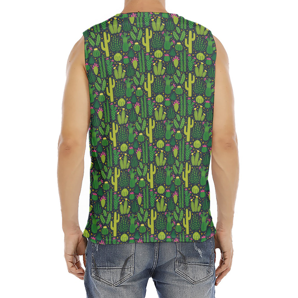 Cute Cactus Plant Pattern Print Men's Fitness Tank Top