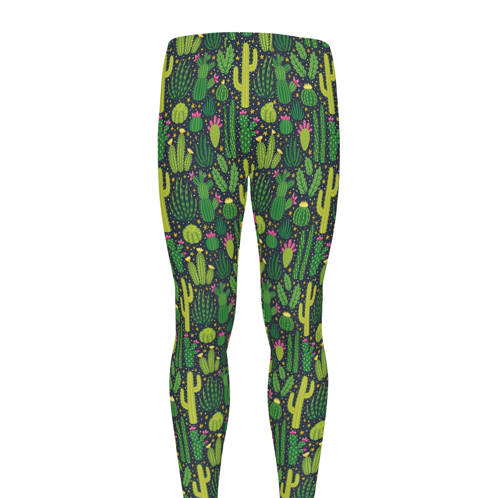 Cute Cactus Plant Pattern Print Men's leggings