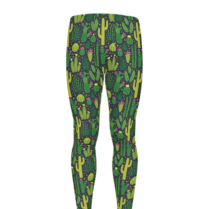 Cute Cactus Plant Pattern Print Men's leggings