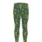 Cute Cactus Plant Pattern Print Men's leggings
