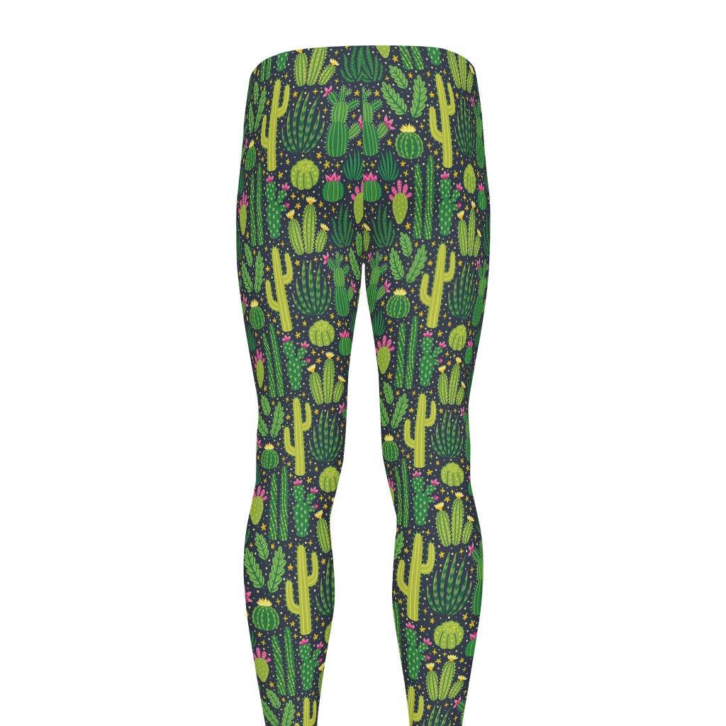 Cute Cactus Plant Pattern Print Men's leggings