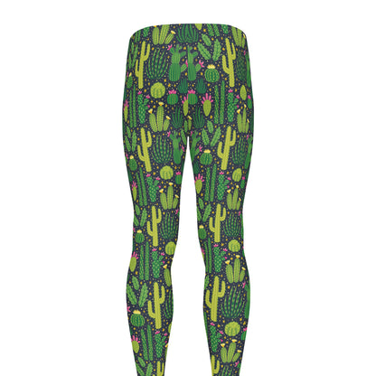 Cute Cactus Plant Pattern Print Men's leggings