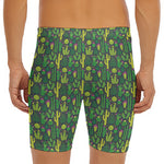 Cute Cactus Plant Pattern Print Men's Long Boxer Briefs