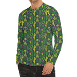 Cute Cactus Plant Pattern Print Men's Long Sleeve Rash Guard