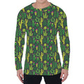 Cute Cactus Plant Pattern Print Men's Long Sleeve T-Shirt