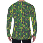 Cute Cactus Plant Pattern Print Men's Long Sleeve T-Shirt
