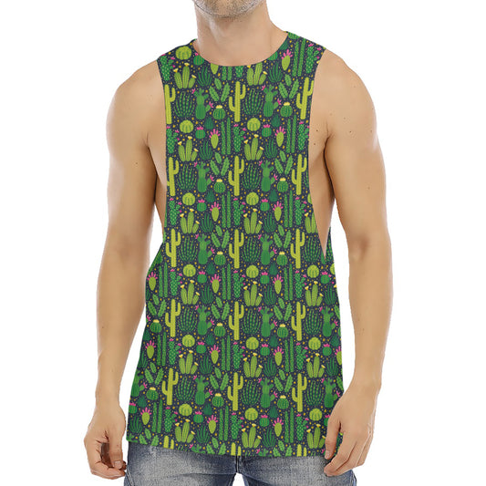 Cute Cactus Plant Pattern Print Men's Muscle Tank Top
