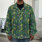 Cute Cactus Plant Pattern Print Men's Shirt Jacket