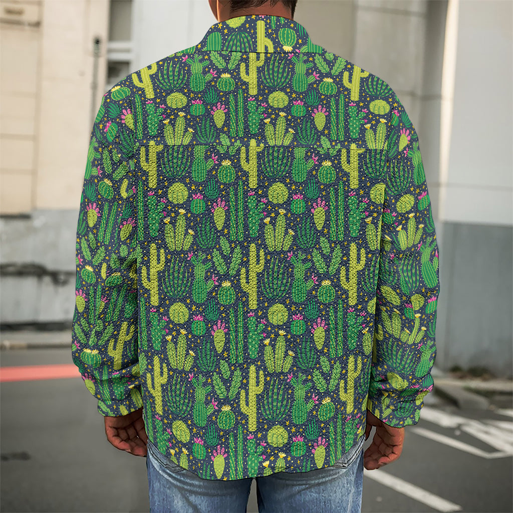 Cute Cactus Plant Pattern Print Men's Shirt Jacket