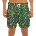 Cute Cactus Plant Pattern Print Men's Split Running Shorts