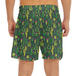 Cute Cactus Plant Pattern Print Men's Split Running Shorts