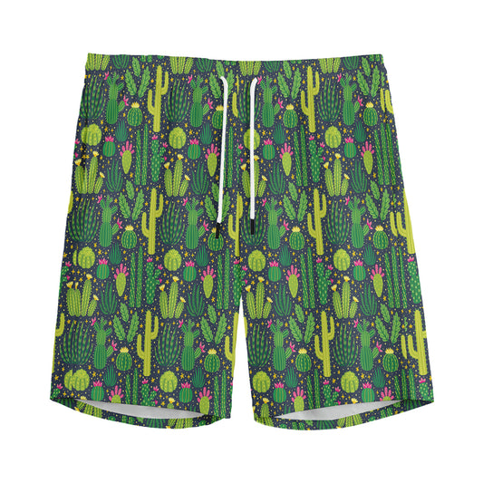 Cute Cactus Plant Pattern Print Men's Sports Shorts