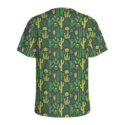 Cute Cactus Plant Pattern Print Men's Sports T-Shirt
