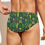 Cute Cactus Plant Pattern Print Men's Swim Briefs