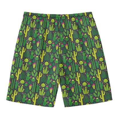 Cute Cactus Plant Pattern Print Men's Swim Trunks