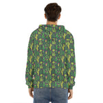 Cute Cactus Plant Pattern Print Men's Velvet Pullover Hoodie