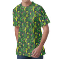 Cute Cactus Plant Pattern Print Men's Velvet T-Shirt