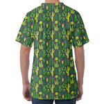 Cute Cactus Plant Pattern Print Men's Velvet T-Shirt