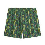 Cute Cactus Plant Pattern Print Mesh Shorts