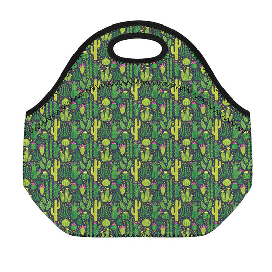 Cute Cactus Plant Pattern Print Neoprene Lunch Bag