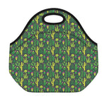 Cute Cactus Plant Pattern Print Neoprene Lunch Bag