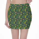 Cute Cactus Plant Pattern Print Pencil Mini Skirt