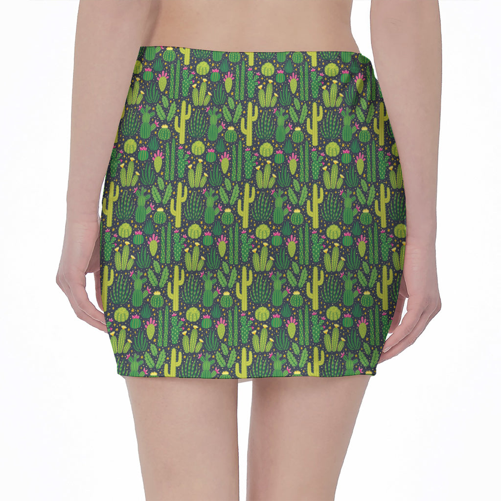 Cute Cactus Plant Pattern Print Pencil Mini Skirt