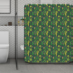Cute Cactus Plant Pattern Print Polyester Shower Curtain