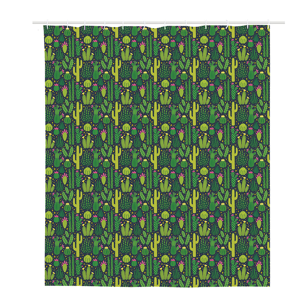 Cute Cactus Plant Pattern Print Polyester Shower Curtain