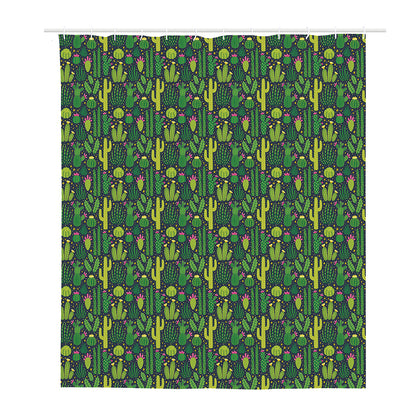 Cute Cactus Plant Pattern Print Polyester Shower Curtain