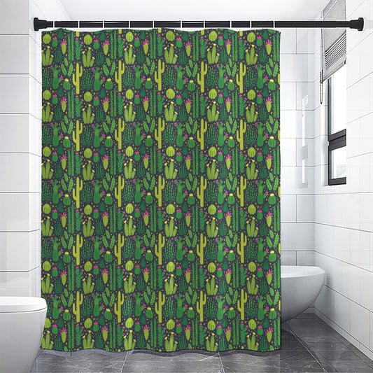 Cute Cactus Plant Pattern Print Premium Shower Curtain