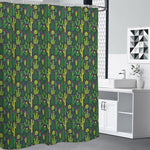 Cute Cactus Plant Pattern Print Premium Shower Curtain