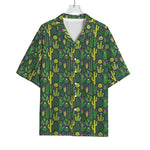 Cute Cactus Plant Pattern Print Rayon Hawaiian Shirt