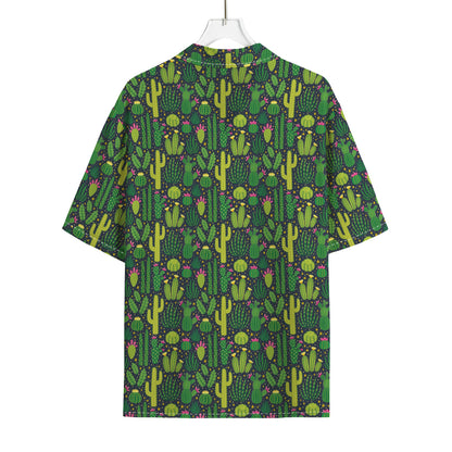 Cute Cactus Plant Pattern Print Rayon Hawaiian Shirt