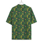 Cute Cactus Plant Pattern Print Rayon Hawaiian Shirt
