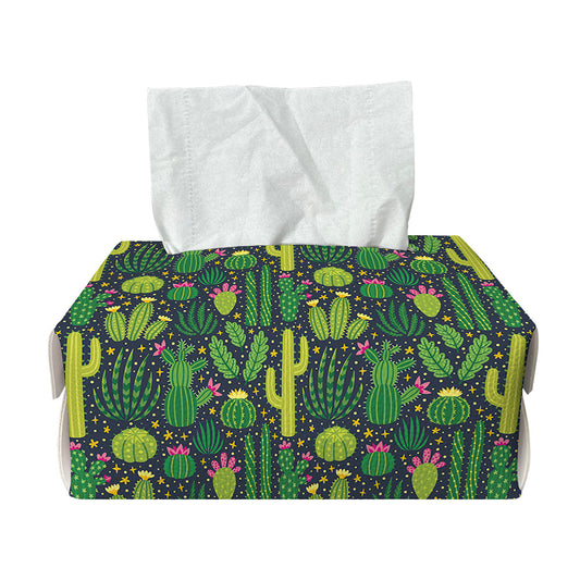 Cute Cactus Plant Pattern Print Rectangle Tissue Box Cover