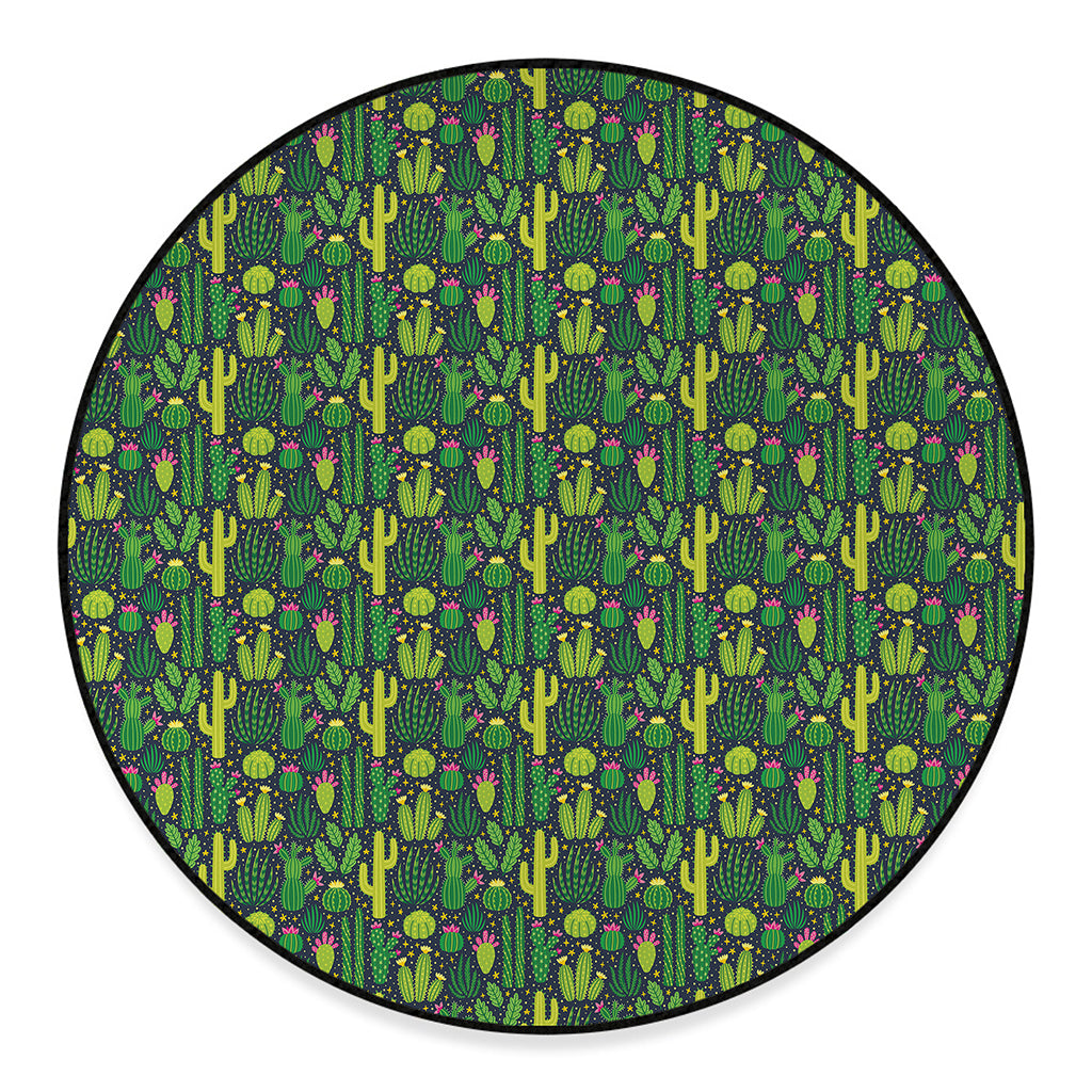 Cute Cactus Plant Pattern Print Round Floor Mat