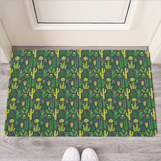 Cute Cactus Plant Pattern Print Rubber Doormat