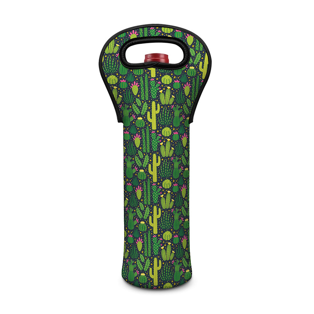 Cute Cactus Plant Pattern Print Single Neoprene Wine Tote