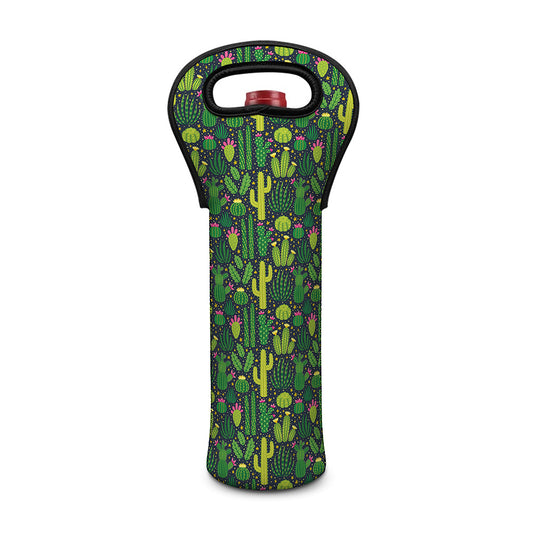 Cute Cactus Plant Pattern Print Single Neoprene Wine Tote