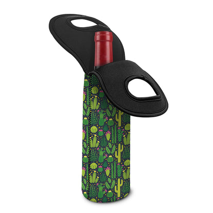 Cute Cactus Plant Pattern Print Single Neoprene Wine Tote