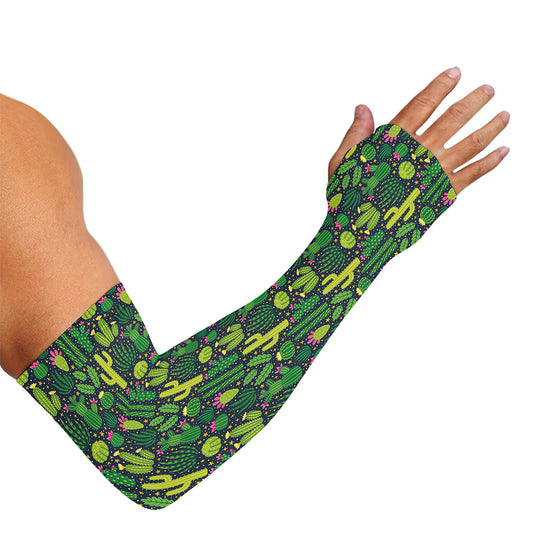 Cute Cactus Plant Pattern Print Sun Protection Arm Sleeves