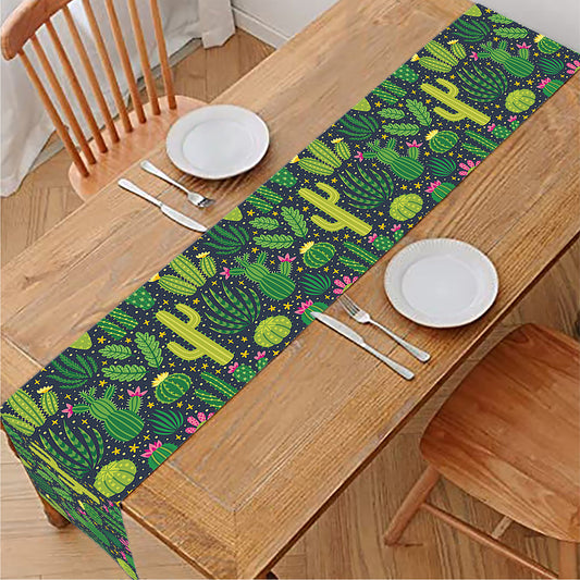 Cute Cactus Plant Pattern Print Table Runner