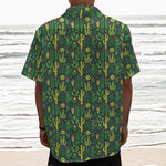 Cute Cactus Plant Pattern Print Textured Short Sleeve Shirt