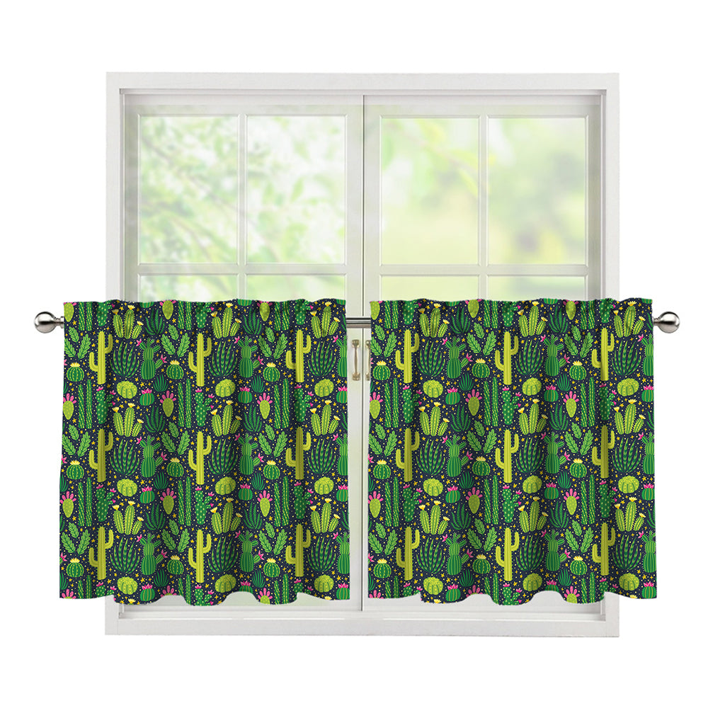 Cute Cactus Plant Pattern Print Tier Curtains