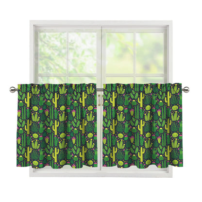 Cute Cactus Plant Pattern Print Tier Curtains
