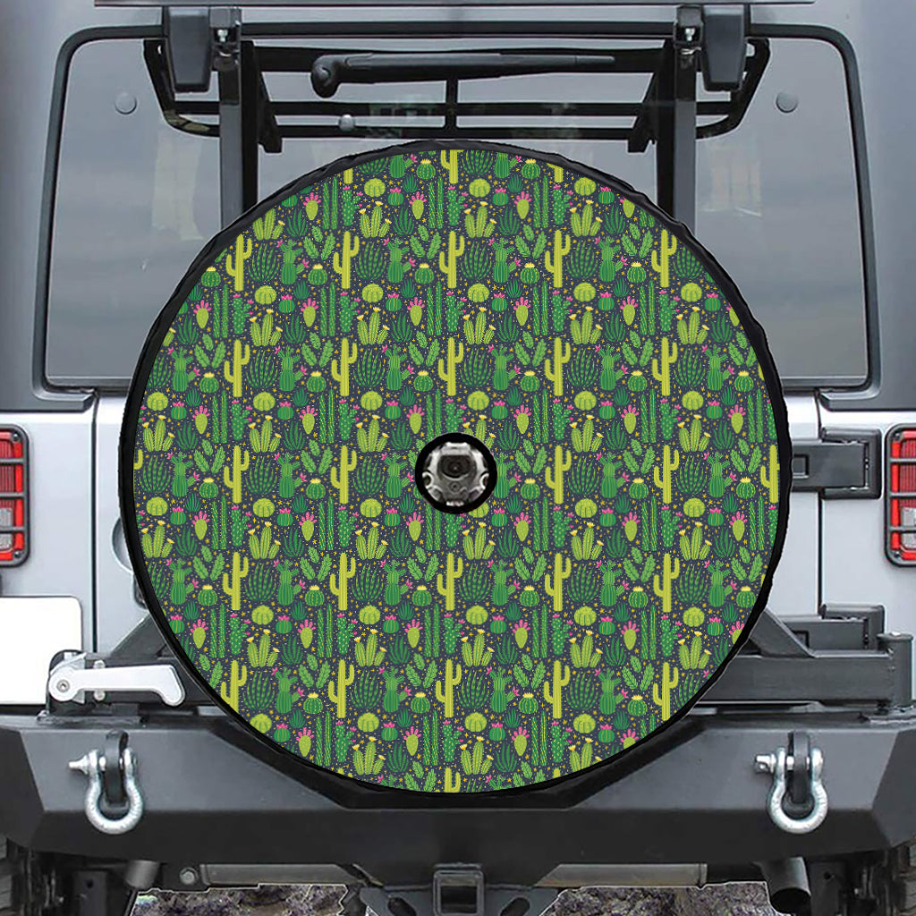 Cute Cactus Plant Pattern Print Tire Cover With Camera Hole