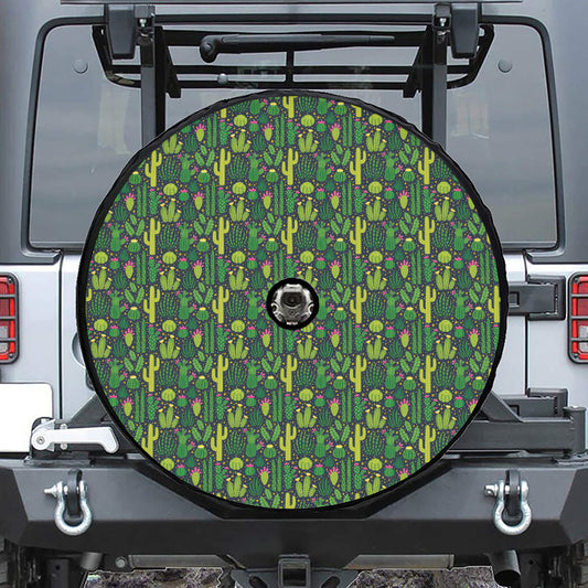 Cute Cactus Plant Pattern Print Tire Cover With Camera Hole