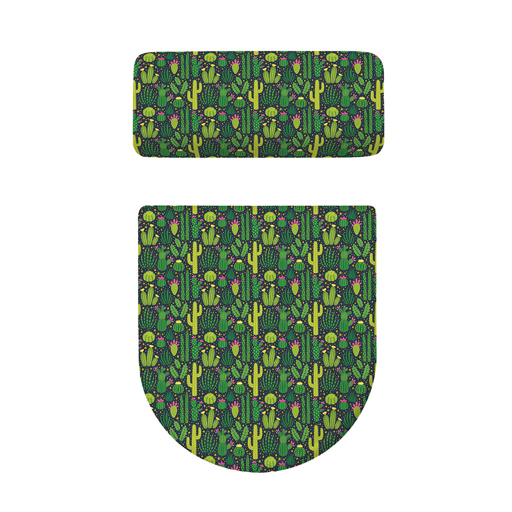 Cute Cactus Plant Pattern Print Toilet Lid And Tank Cover Set