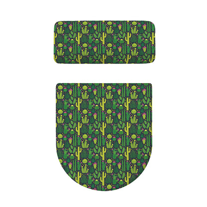 Cute Cactus Plant Pattern Print Toilet Lid And Tank Cover Set